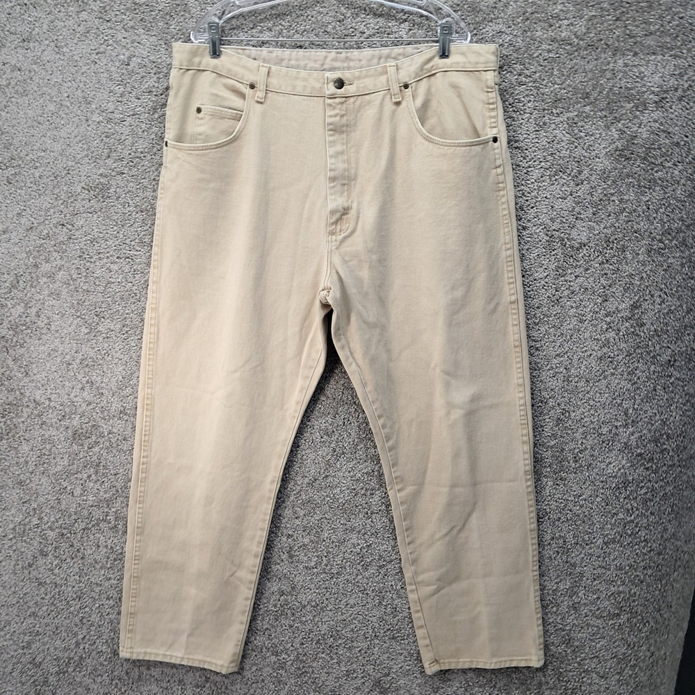 Wrangler Rugged Wear Mens Tan Khaki Relaxed Fit Cotton Pants 40x30 35002WH